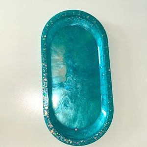 Teal sparkly Resin Tray ✨